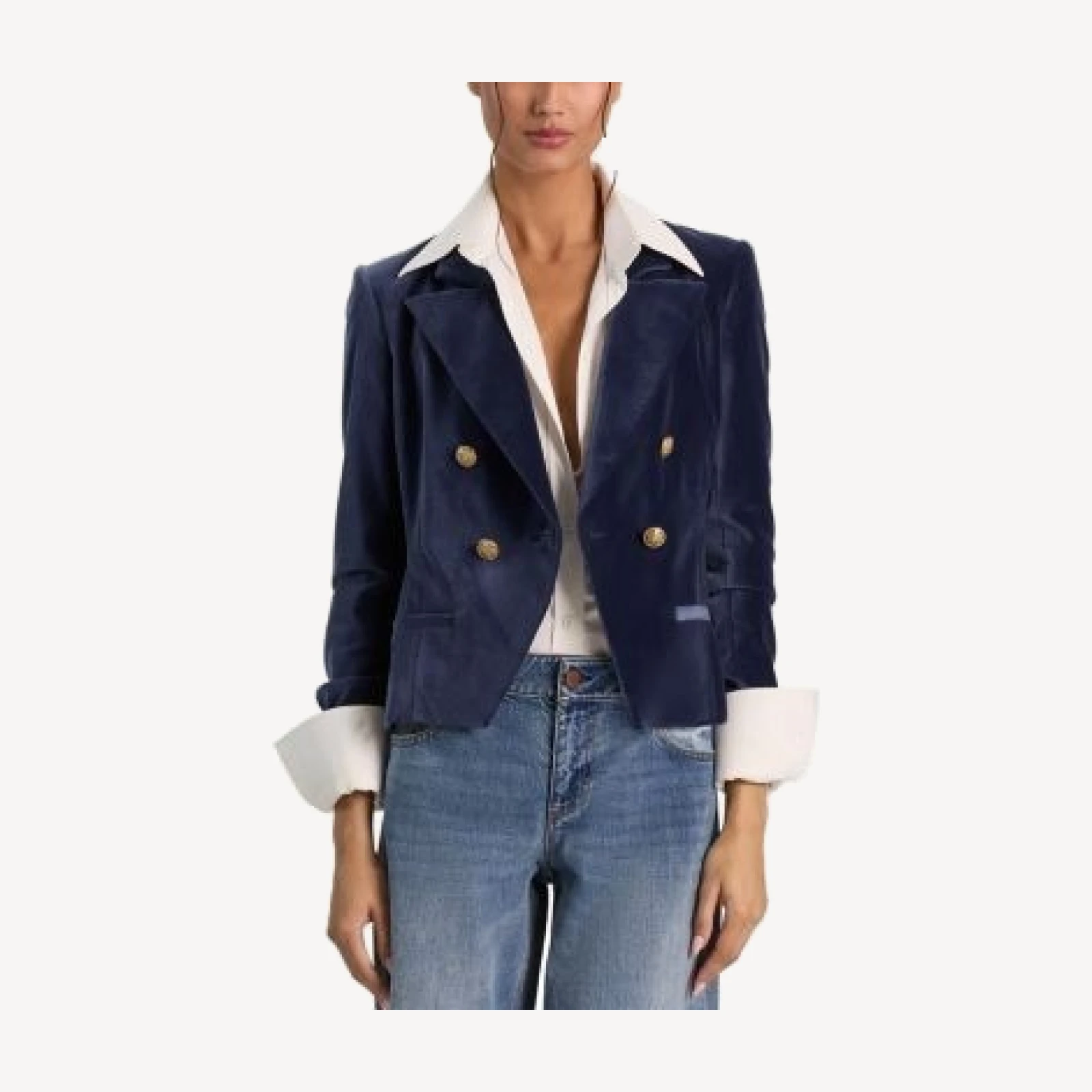 Alice and Olivia Velvet Double Breasted Blazer