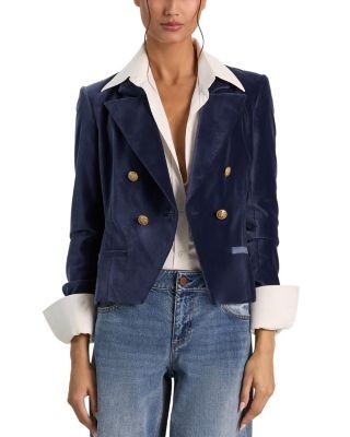 Alice and Olivia Velvet Double Breasted Blazer