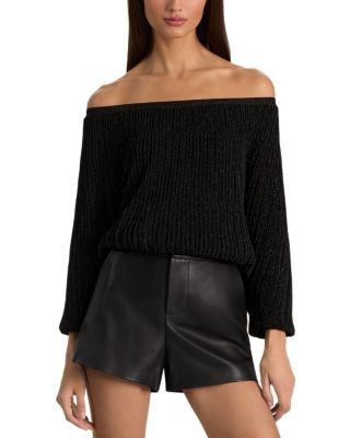 Alice and Olivia Cyril Pleated Off-the-Shoulder Top