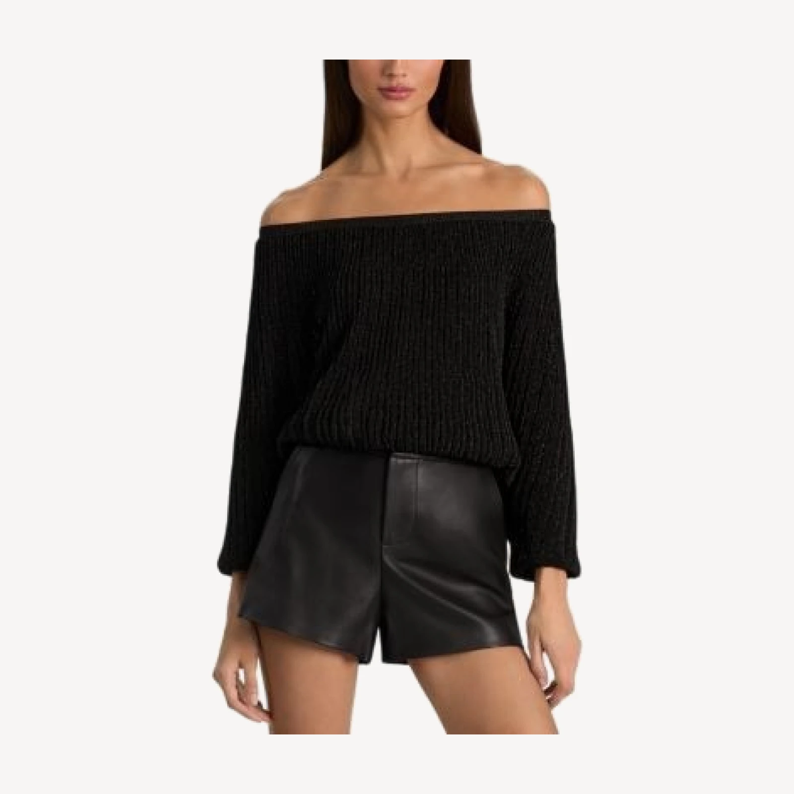Alice and Olivia Cyril Pleated Off-the-Shoulder Top