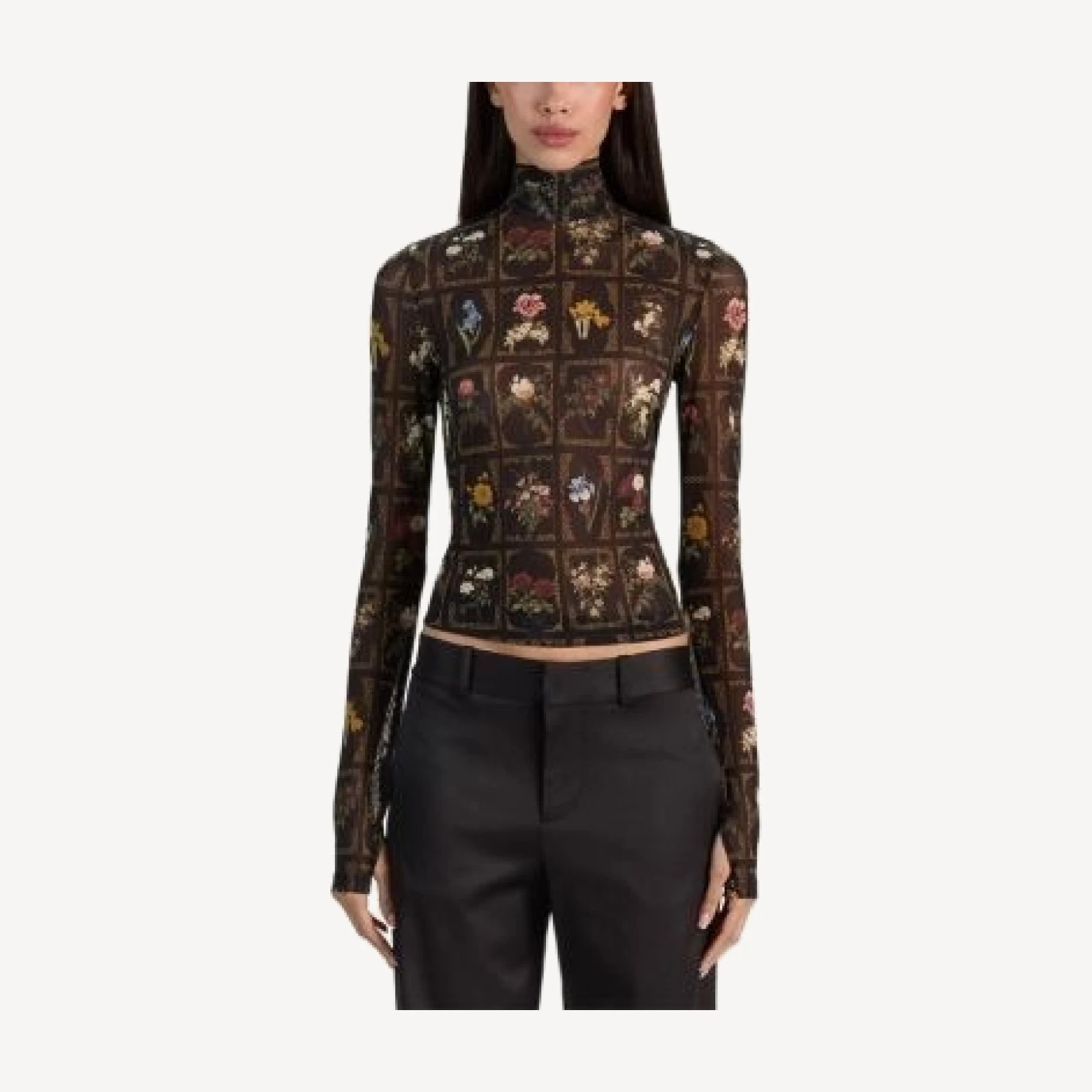 Alice and Olivia Delaina Mesh Turtleneck Top