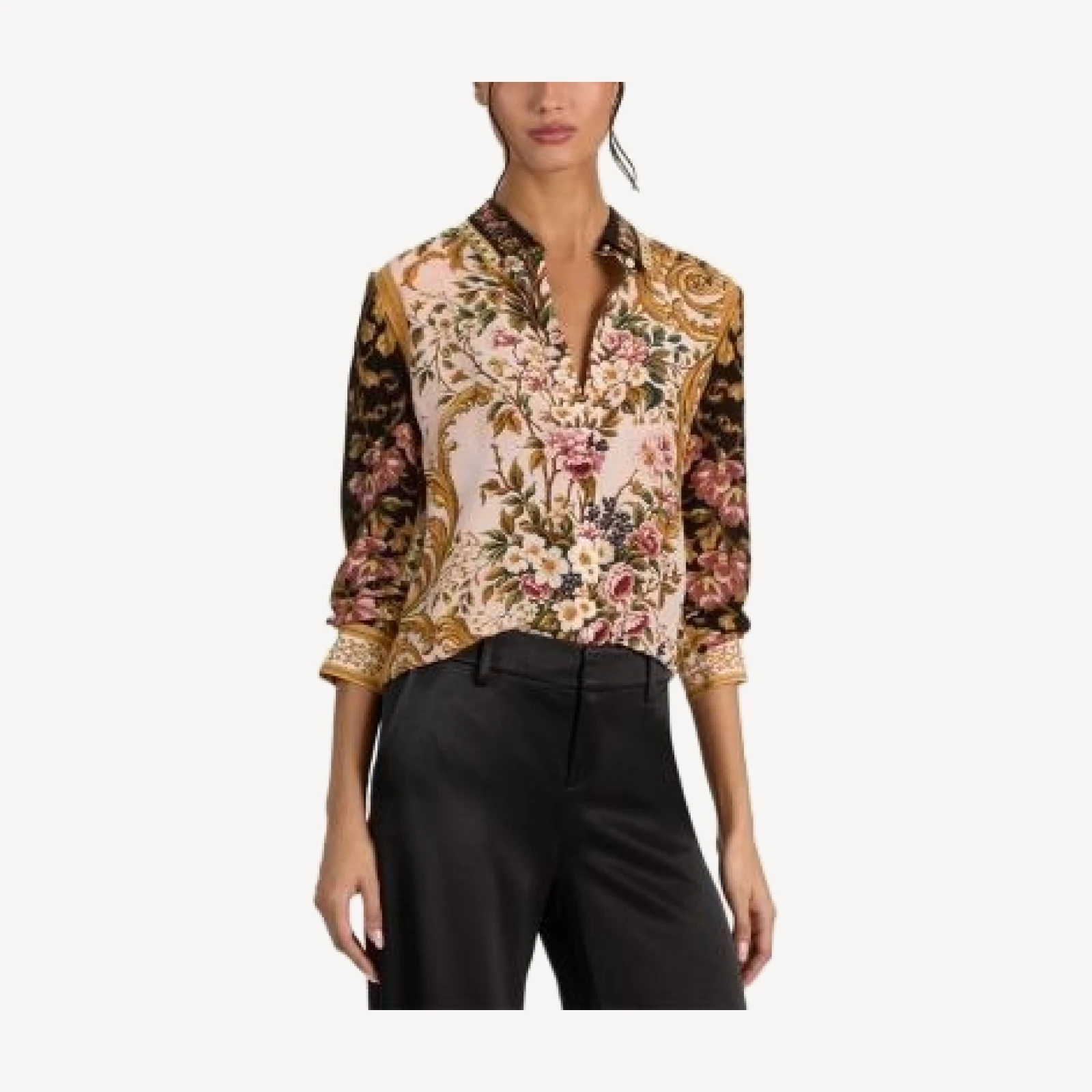 Alice and Olivia Willa Silk Long Sleeve Blouse