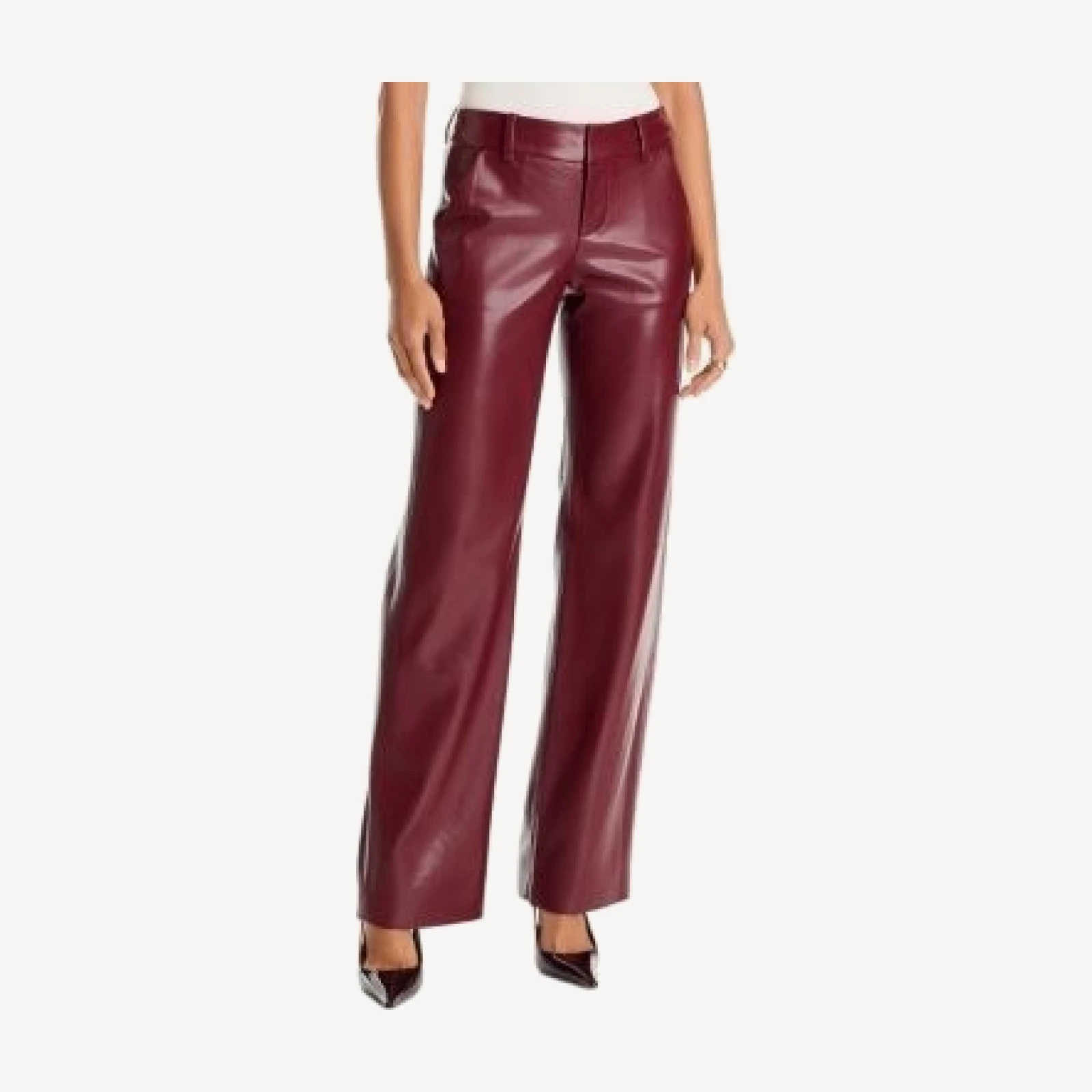 Alice and Olivia Alexander Mid Rise Faux Leather Trousers