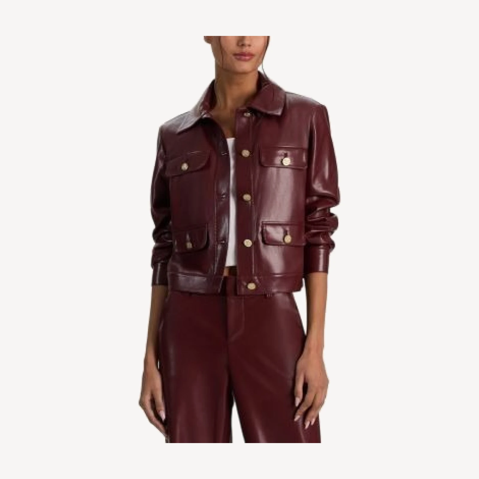 Alice and Olivia Alex Faux Leather Boxy Jacket