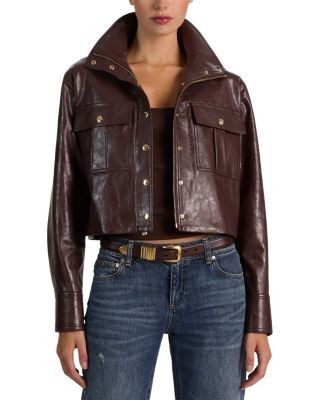 Alice and Olivia James Faux Leather Cropped Jacket