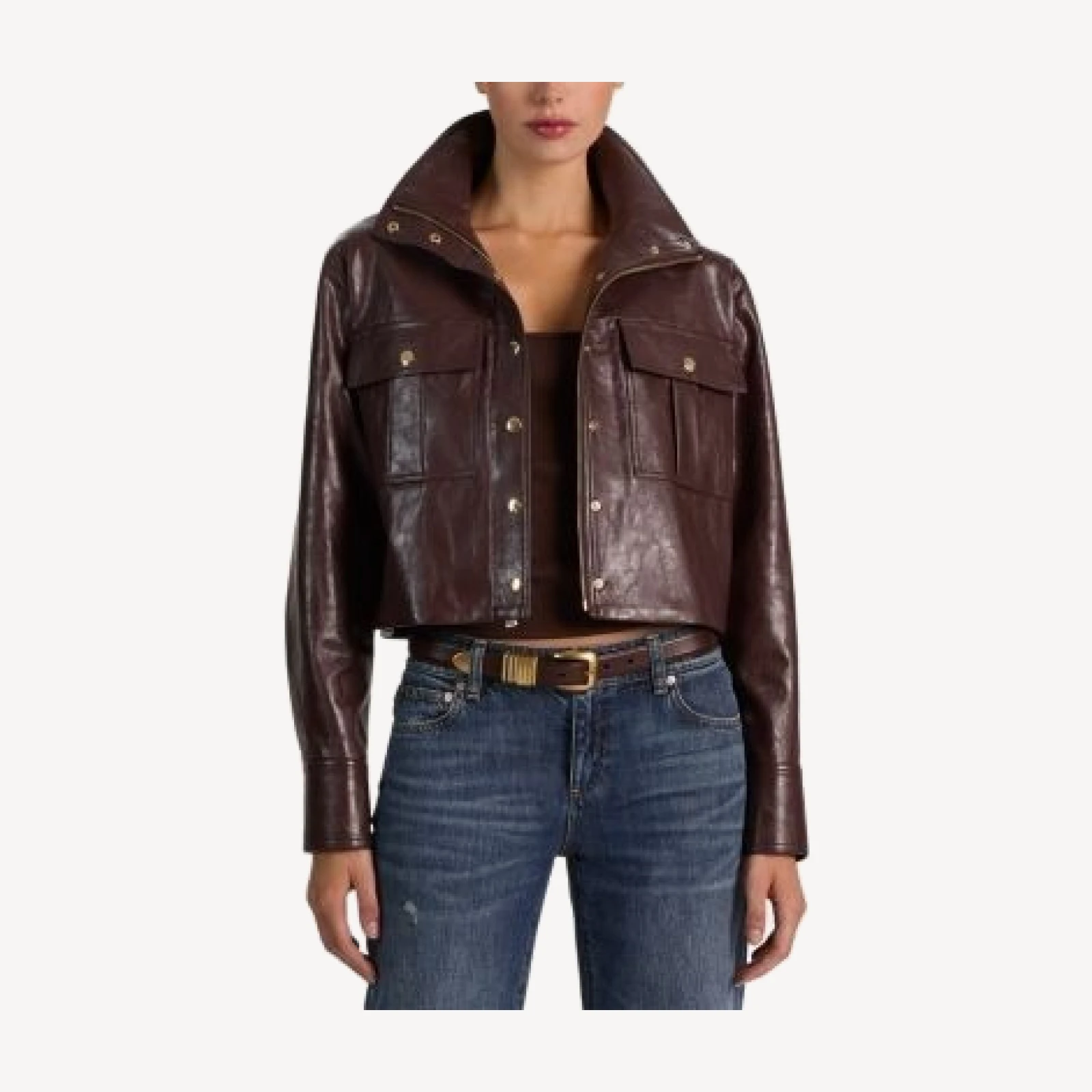 Alice and Olivia James Faux Leather Cropped Jacket