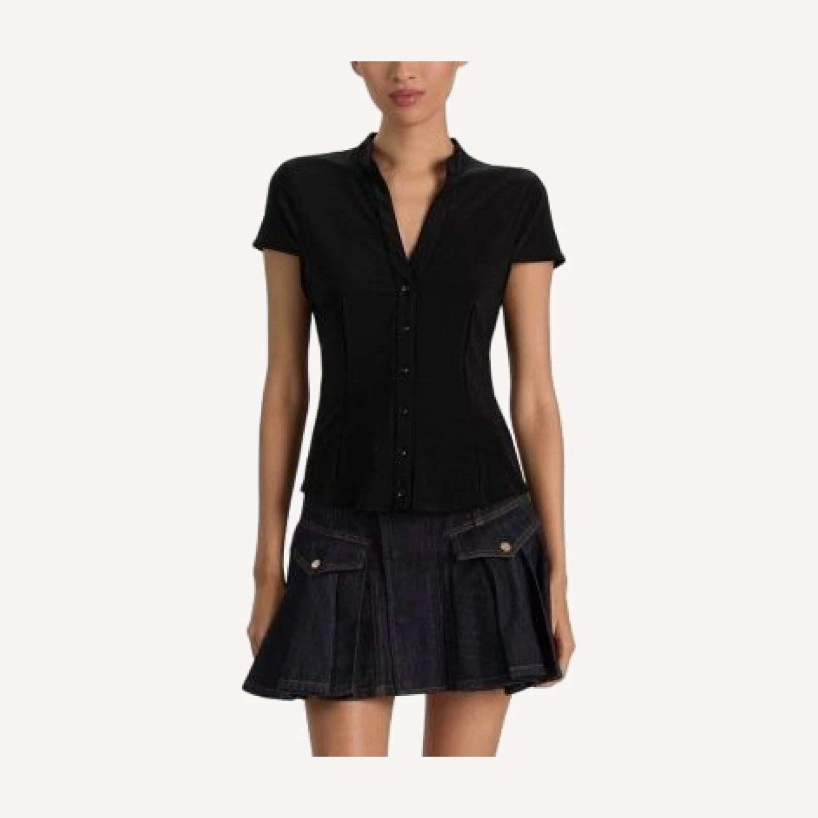 Alice and Olivia Freya Fitted Cap Sleeve Shirt