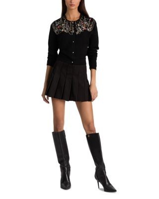 Alice and Olivia Dollie Wool Blend Embellished Cardigan