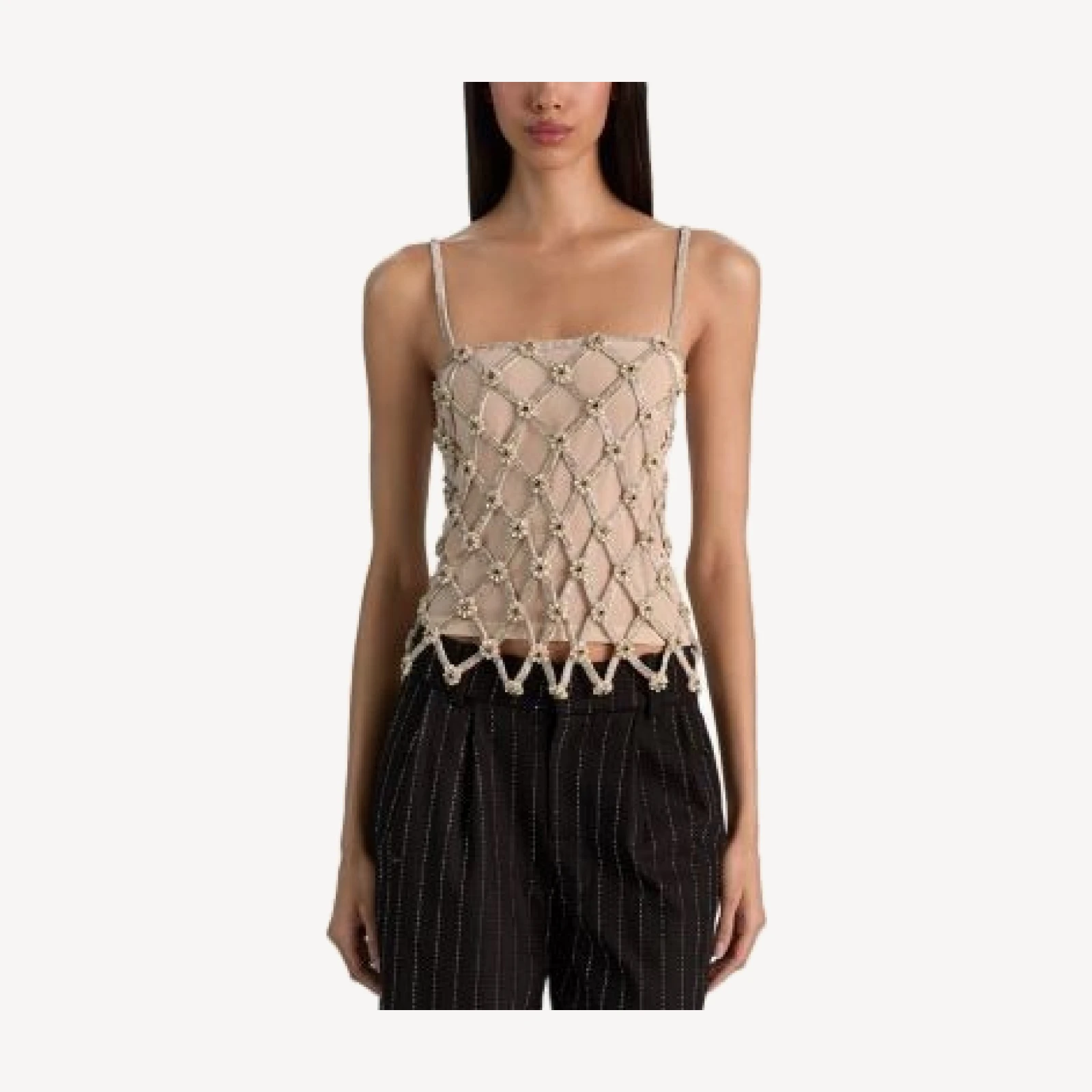 Alice and Olivia Giada Cotton Embellished Cropped Top