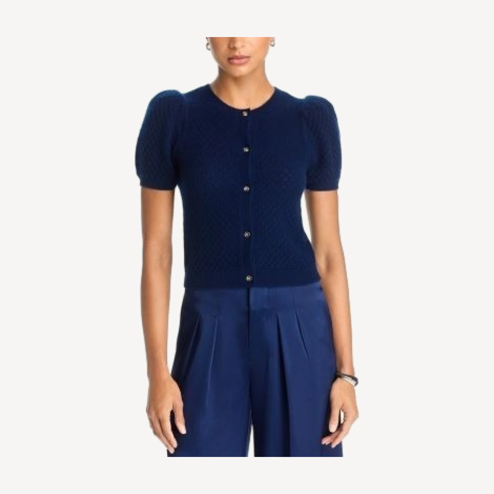 Alice and Olivia Sabine Puffed Sleeve Cashmere Blend Cardigan