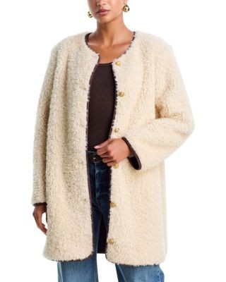 Alice and Olivia Alma Long Faux Suede Teddy Coat