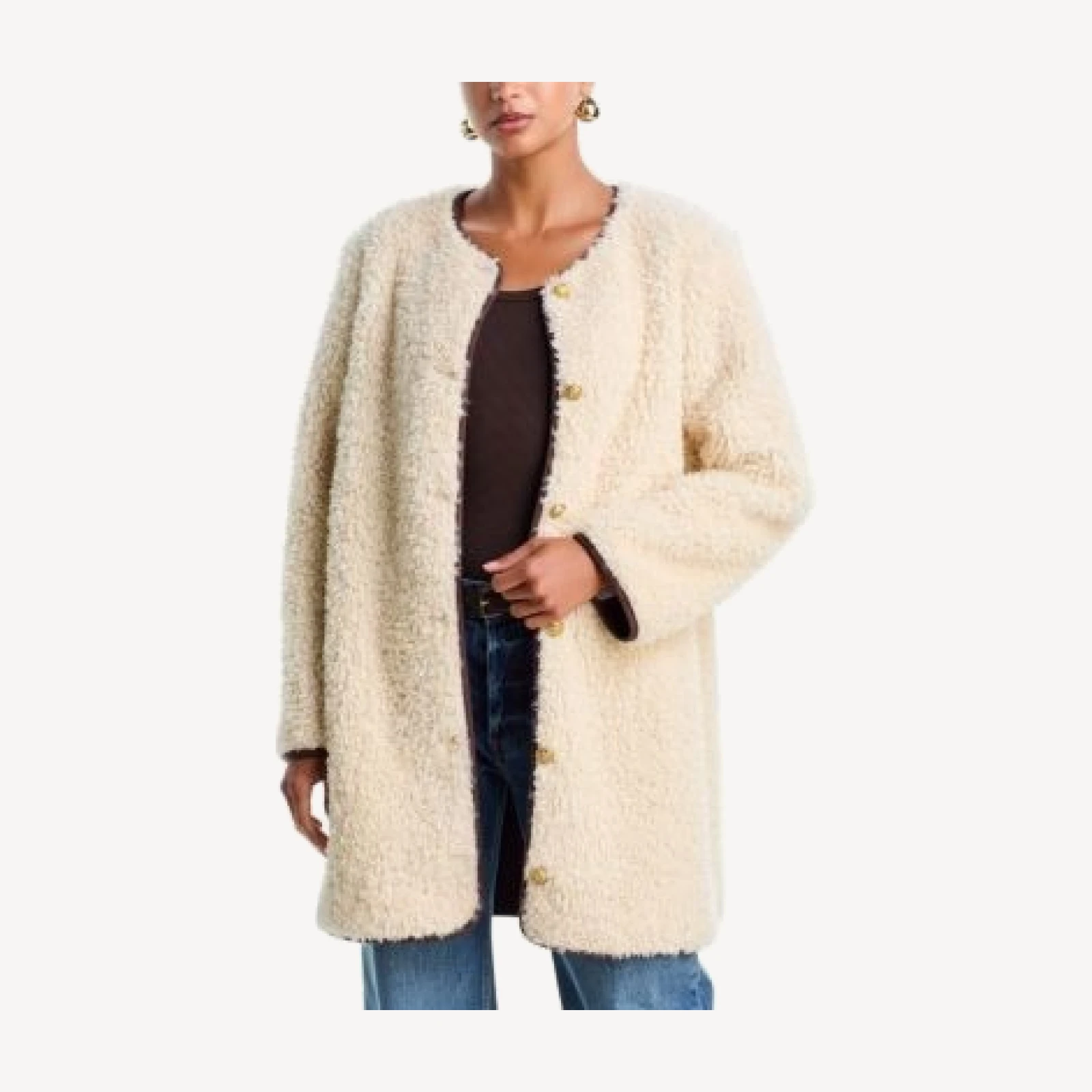 Alice and Olivia Alma Long Faux Suede Teddy Coat