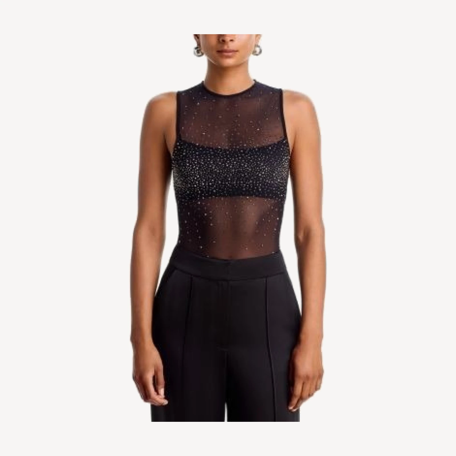 Alice and Olivia Studded Mesh Bandeau Bodysuit