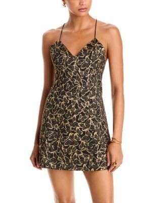 Alice and Olivia Tayla Metallic Jacquard Mini Dress