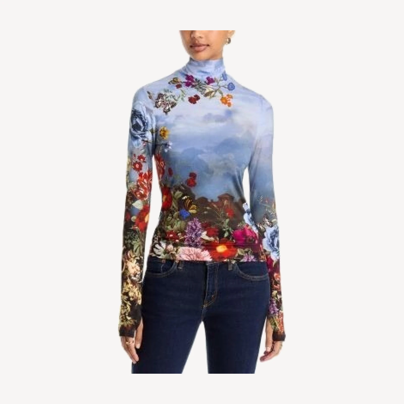 Alice and Olivia Delaina Thumb Hole Turtleneck Top