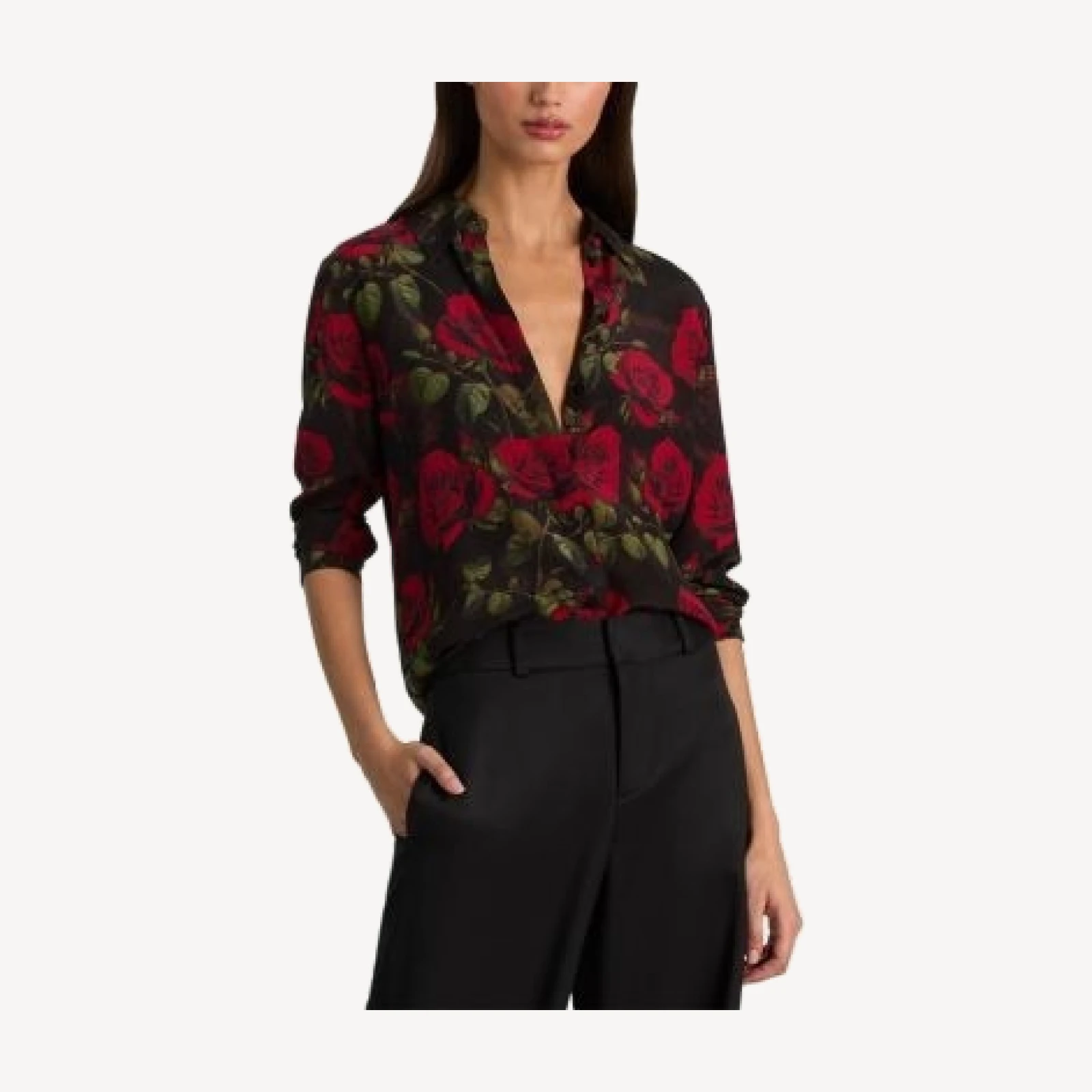 Alice and Olivia Willa Silk Button Front Top