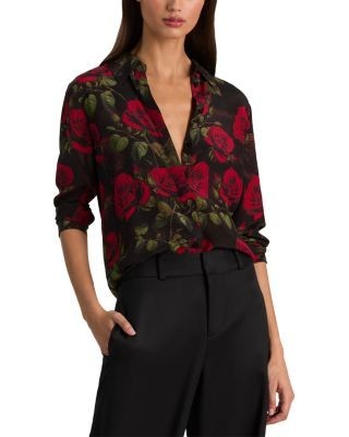 Alice and Olivia Willa Silk Button Front Top