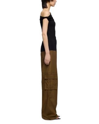 7 For All Mankind Twisted Off-the-Shoulder Tee