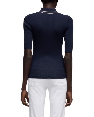 7 For All Mankind Piped Collar Short Sleeve Polo Sweater