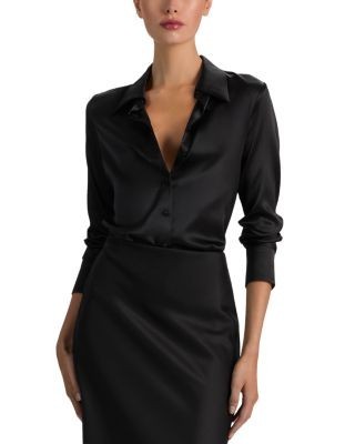 Alice and Olivia Willa 70s Collar Placket Top