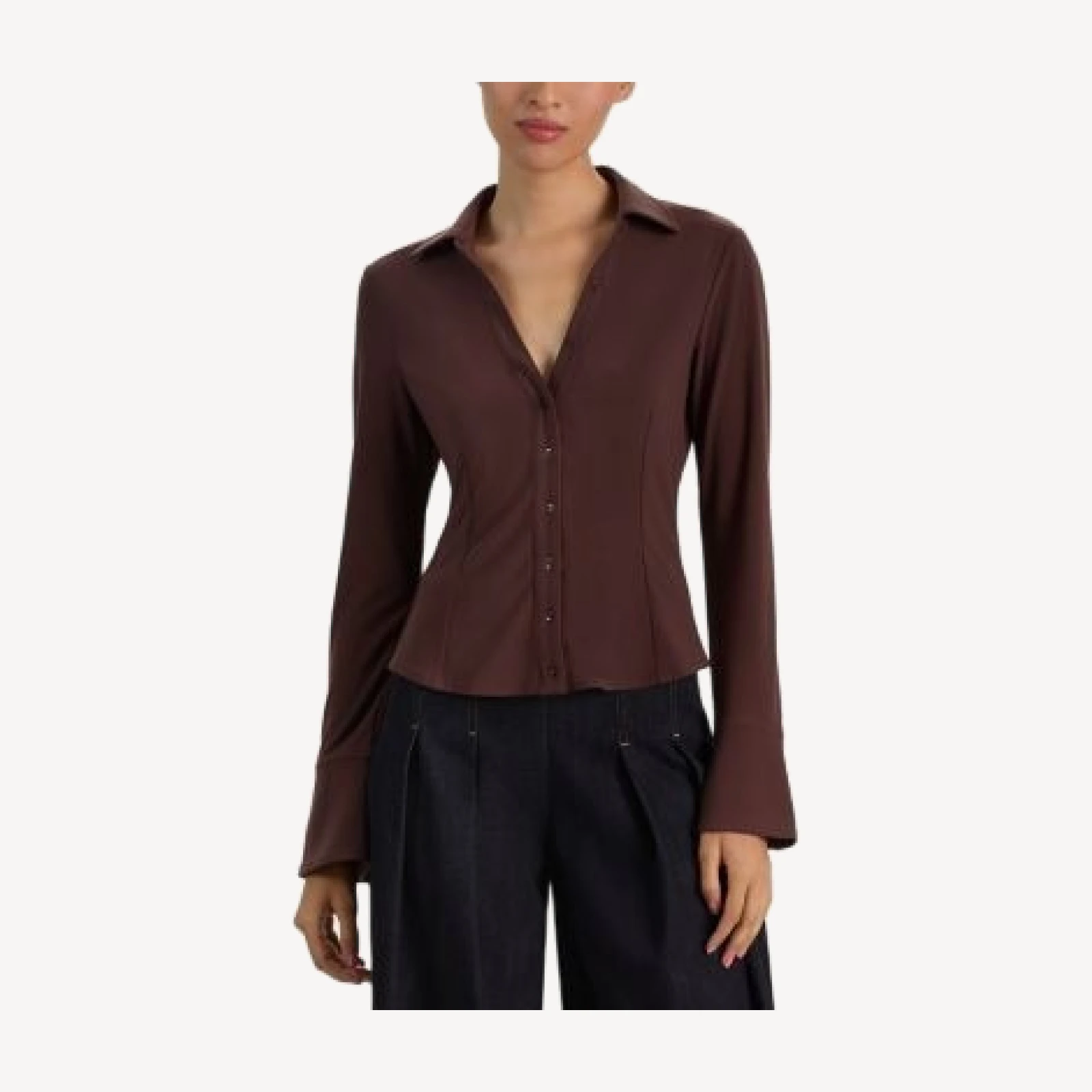 Alice and Olivia Freya Fitted Long Sleeve Shirt