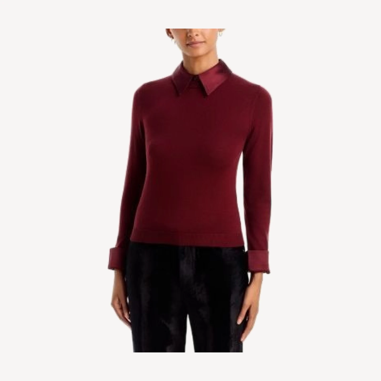 Alice and Olivia Porla Collared Wool Blend Sweater