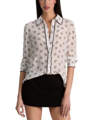 Alice and Olivia Willa Piping Trim Placket Top