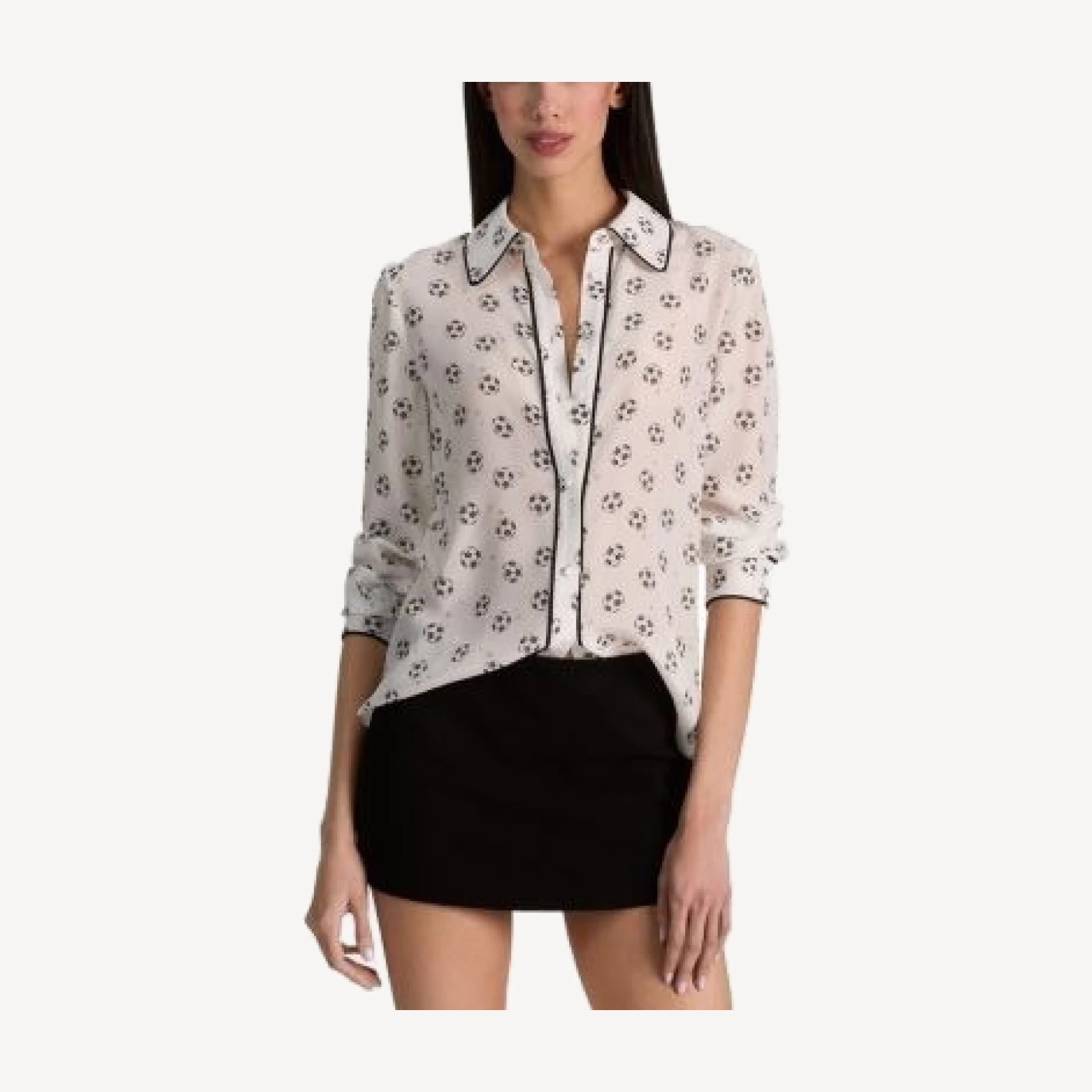 Alice and Olivia Willa Piping Trim Placket Top