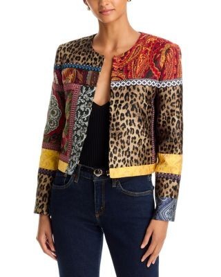 Alice and Olivia Kidman Mixed Media Collarless Jacket