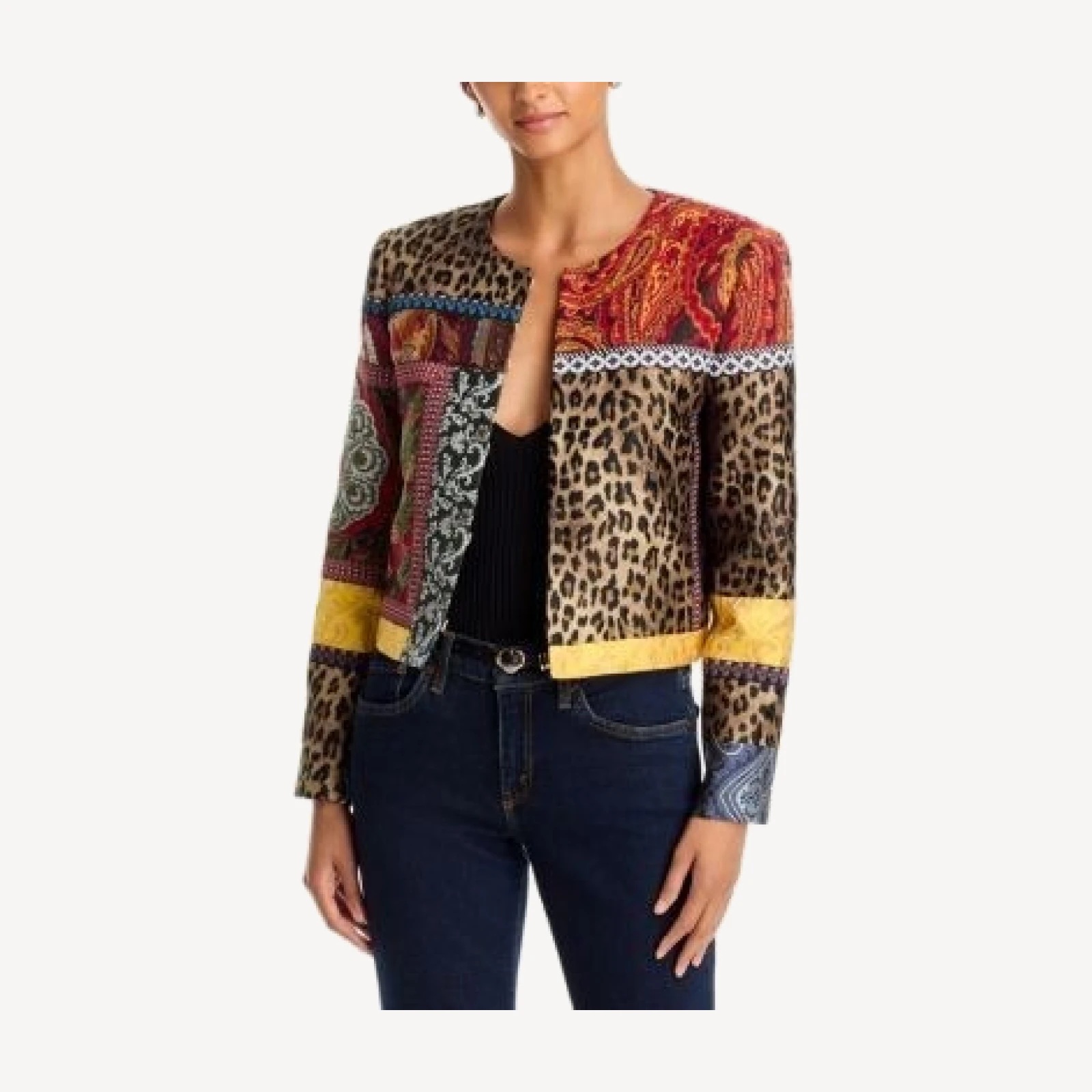 Alice and Olivia Kidman Mixed Media Collarless Jacket