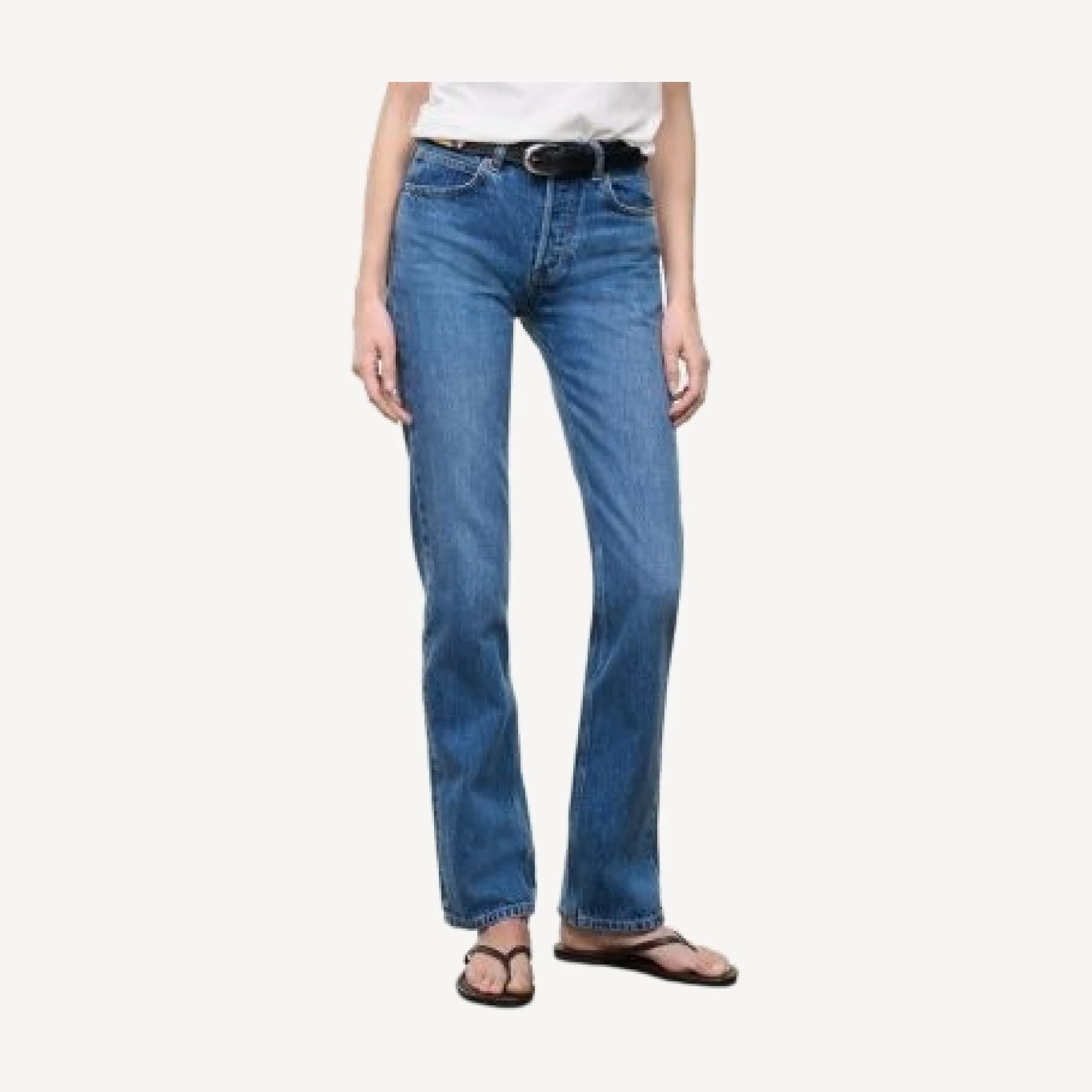 Staud Teddy Mid Rise Straight Jeans in Vintage Wash
