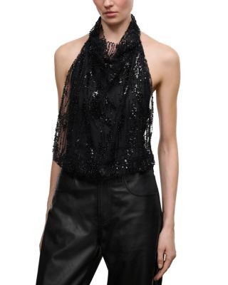 Staud Monay Embellished Halter Bodysuit