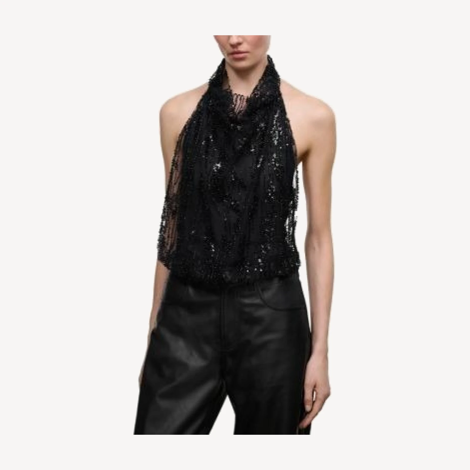 Staud Monay Embellished Halter Bodysuit