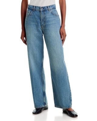 Staud Leo High Rise Straight Jeans in Archive Crease