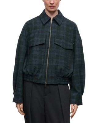 Staud Eugene Plaid Zip Front Jacket