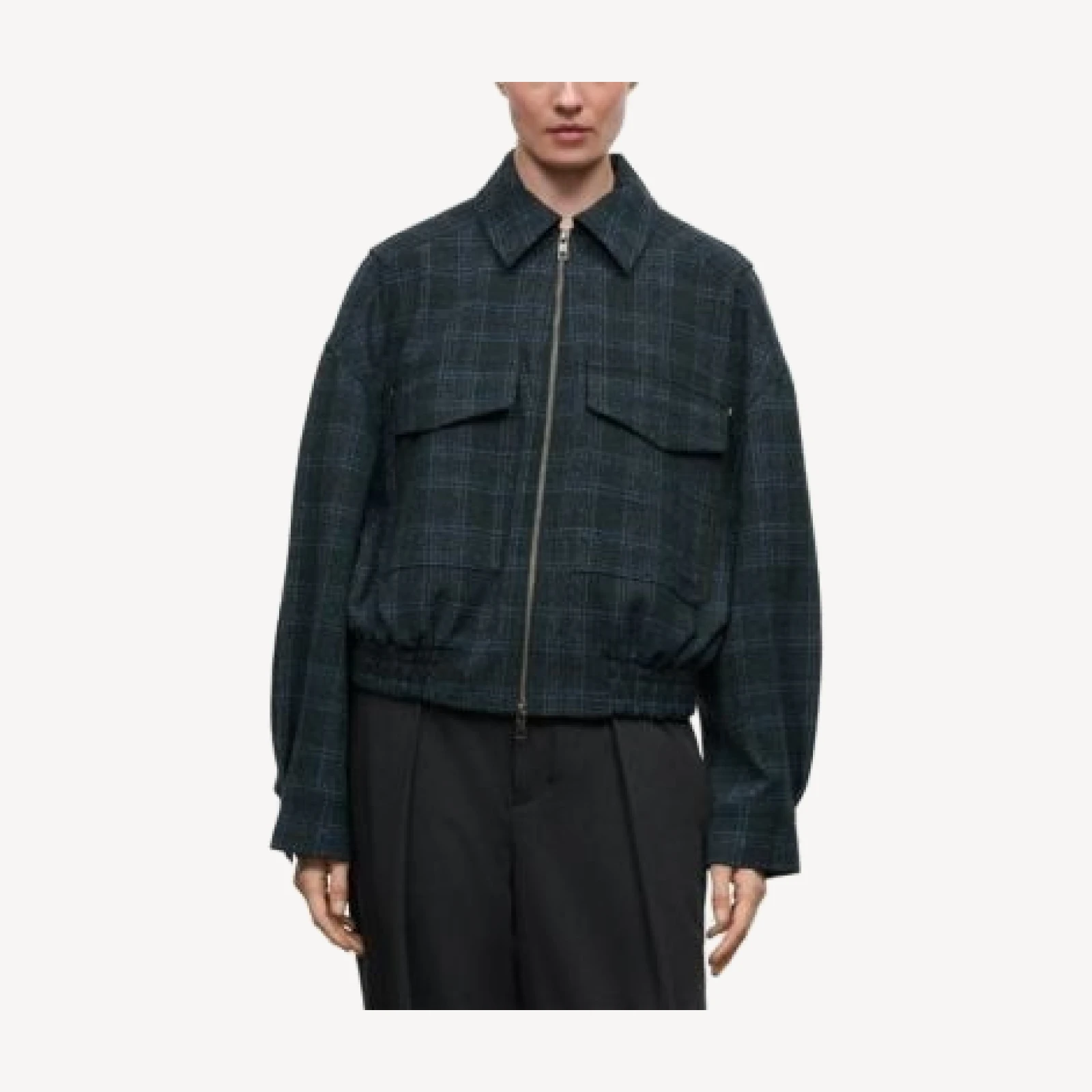 Staud Eugene Plaid Zip Front Jacket