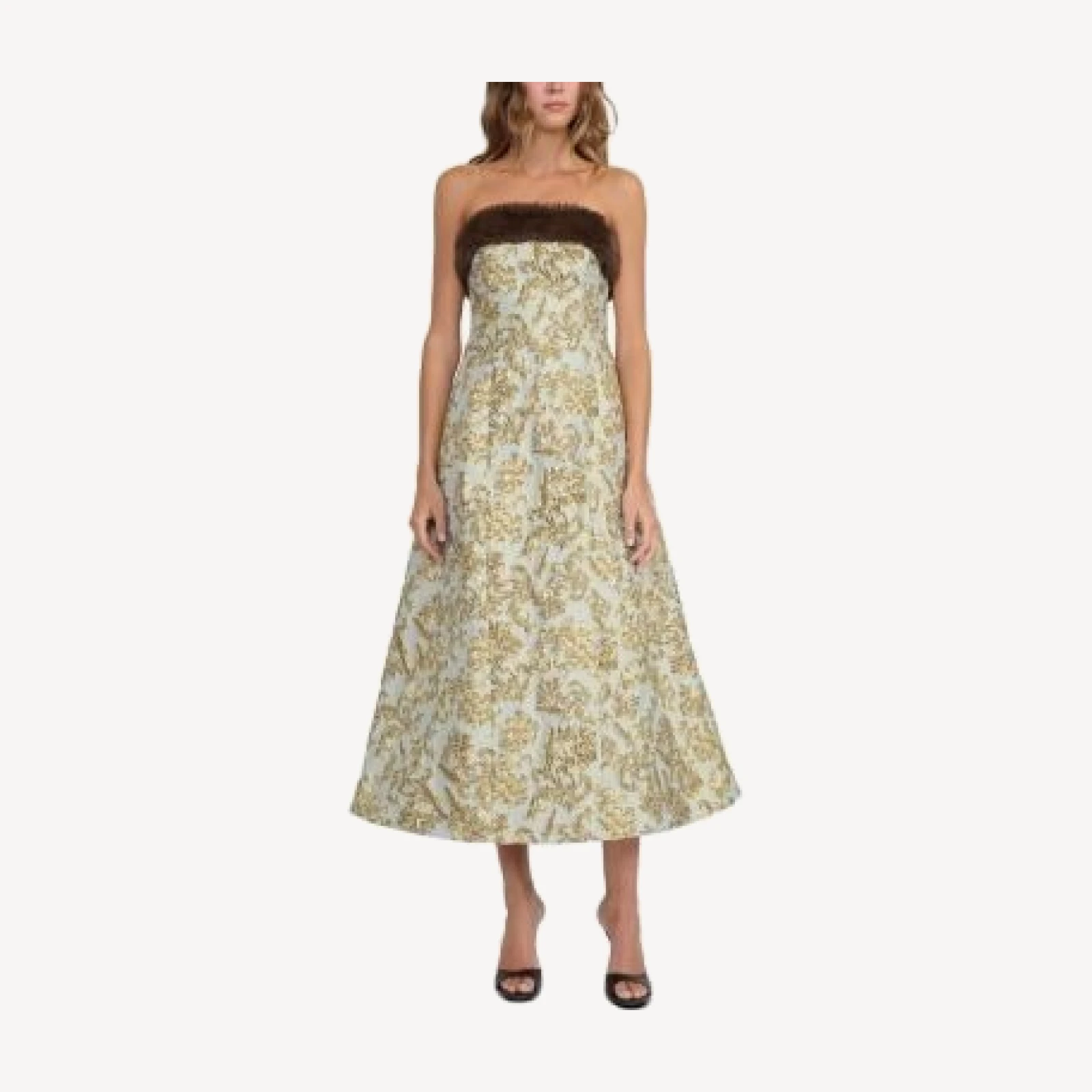 Staud Kennedy Faux Fur Trim Midi Dress