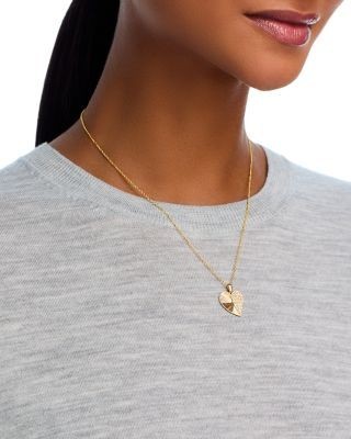 Bloomingdale's Fine Collection Diamond Pave Sunray Heart Pendant Necklace in 14K Yellow Gold, 0.25 tcw