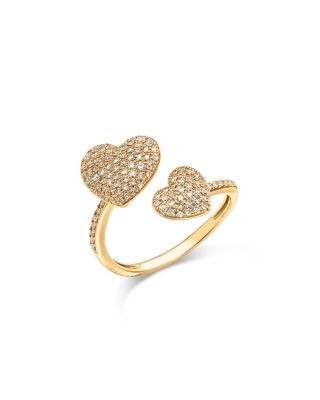 Bloomingdale's Fine Collection Diamond Pave Heart Bypass Ring in 14K Yellow Gold, 0.44 tcw
