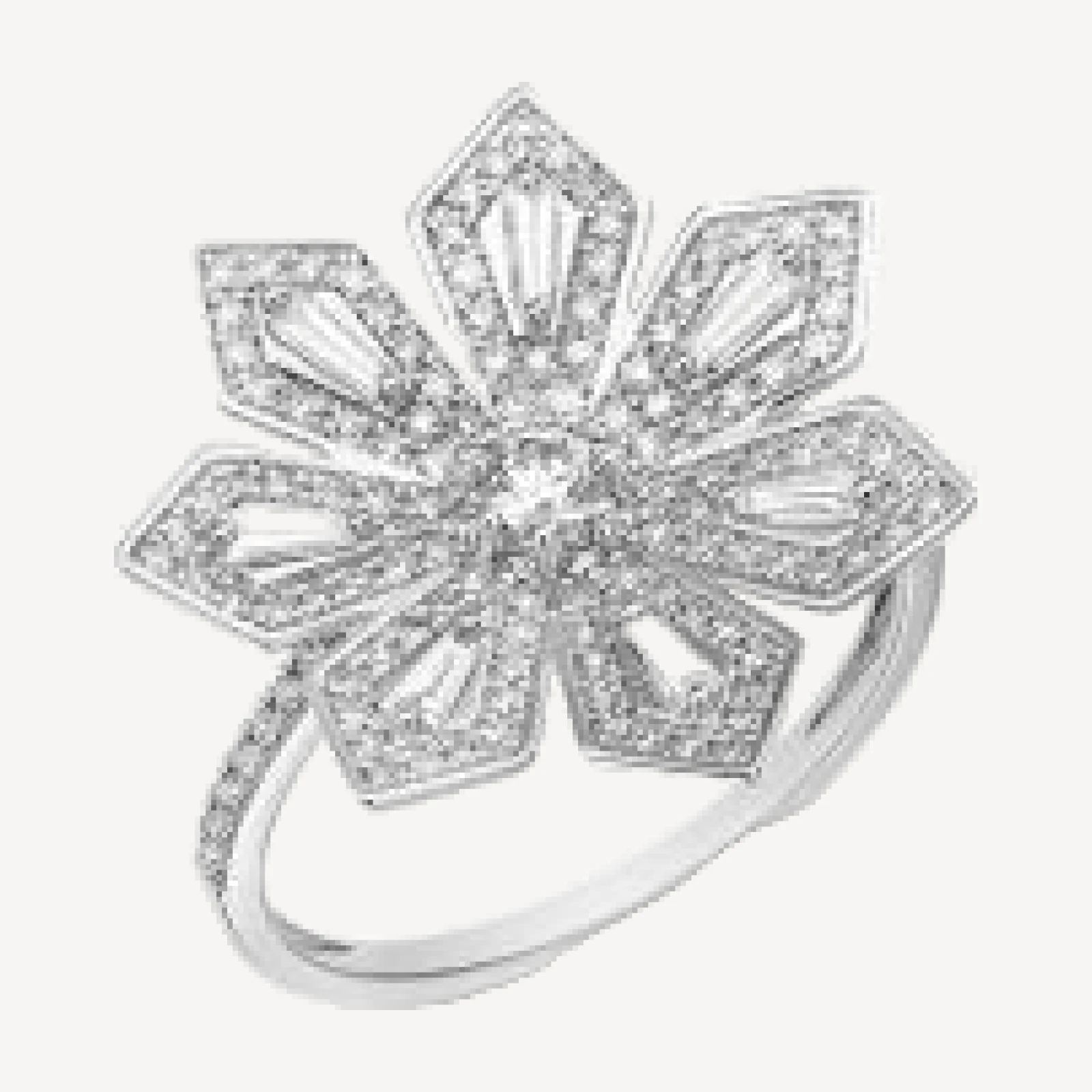 Bloomingdale's Fine Collection Diamond Round & Baguette Diamond Statement Ring in 14K White Gold, 0.75 tcw