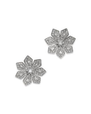 Bloomingdale's Fine Collection Diamond Flower Statement Stud Earrings in 14K White Gold, 0.77 tcw