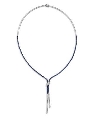 Bloomingdale's Fine Collection Blue Sapphire & Diamond Lariat Necklace, 18