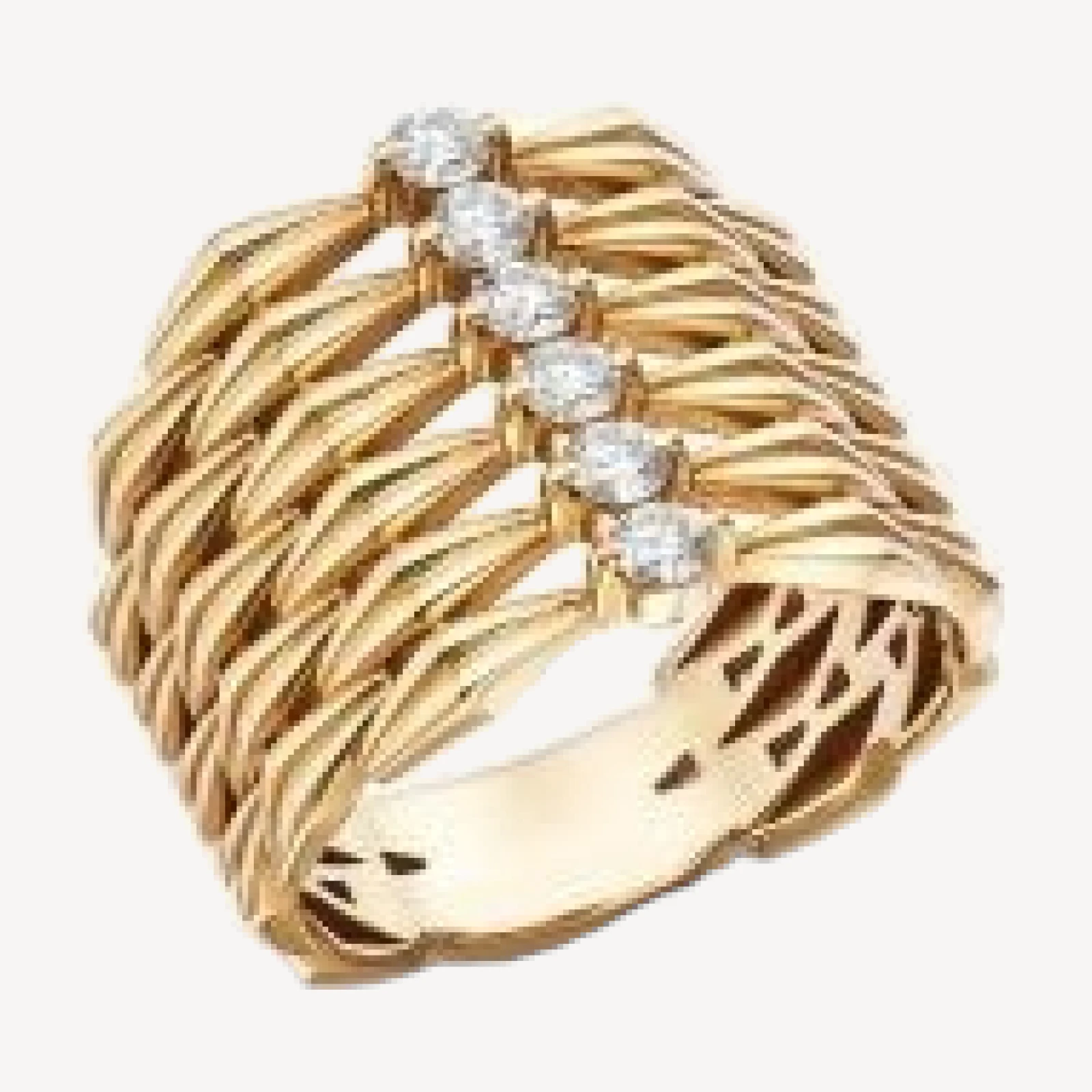Bloomingdale's Fine Collection Diamond Column Multirow Statement Ring in 14K Yellow Gold, 0.4 tcw