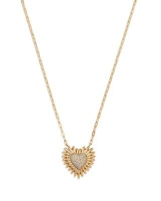Bloomingdale's Fine Collection Diamond Pave Heart Pendant Necklace in 14K Yellow Gold, 0.12 tcw