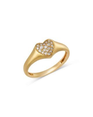 Bloomingdale's Fine Collection Diamond Heart Pinky Ring in 14K Yellow Gold, 0.08 tcw
