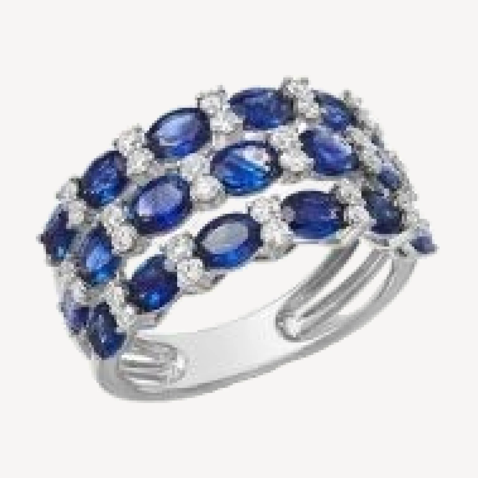 Bloomingdale's Fine Collection Blue Sapphire & Diamond Triple Row Ring in 14K White Gold