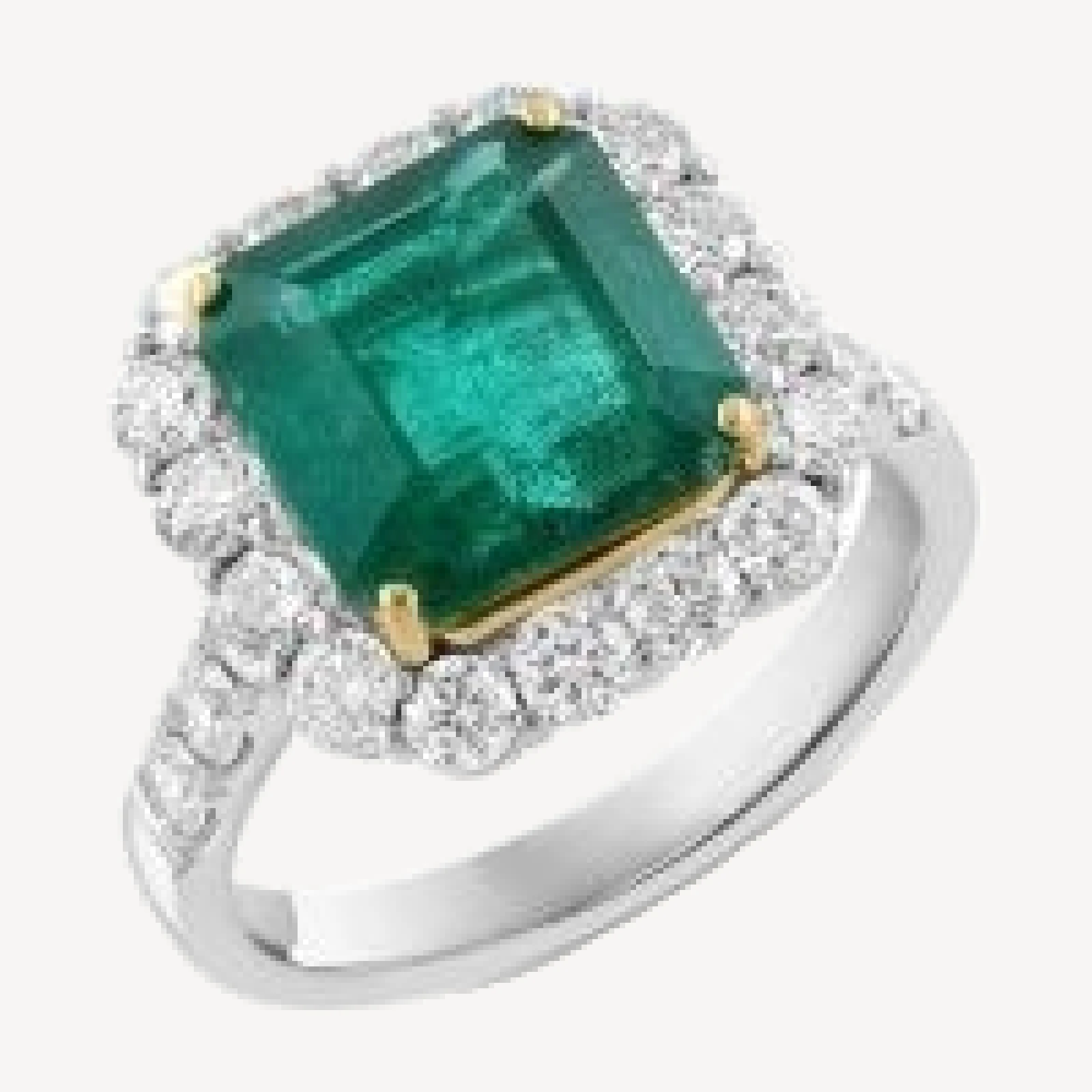 Bloomingdale's Fine Collection Emerald & Diamond Halo Ring in 18K Yellow & White Gold