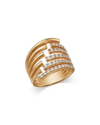 Bloomingdale's Fine Collection Diamond Multirow Statement Ring in 14K Yellow Gold, 0.85 tcw