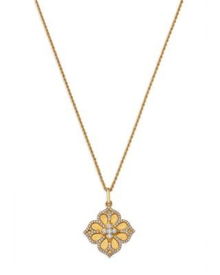Bloomingdale's Fine Collection Diamond Clover Medallion Pendant Necklace in 14K Yellow Gold, 0.5 tcw