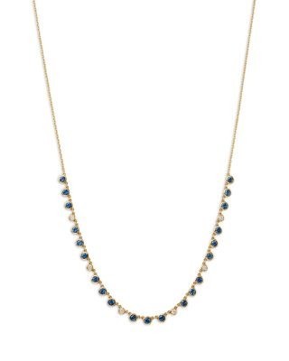 Bloomingdale's Fine Collection Blue Sapphire & Diamond Bezel Collar Necklace in 14K Yellow Gold, 18